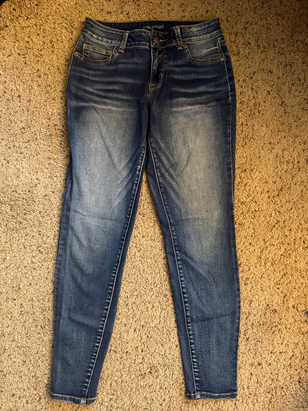 Maurices Dark Blue Skinny Jeans with Faded Wash